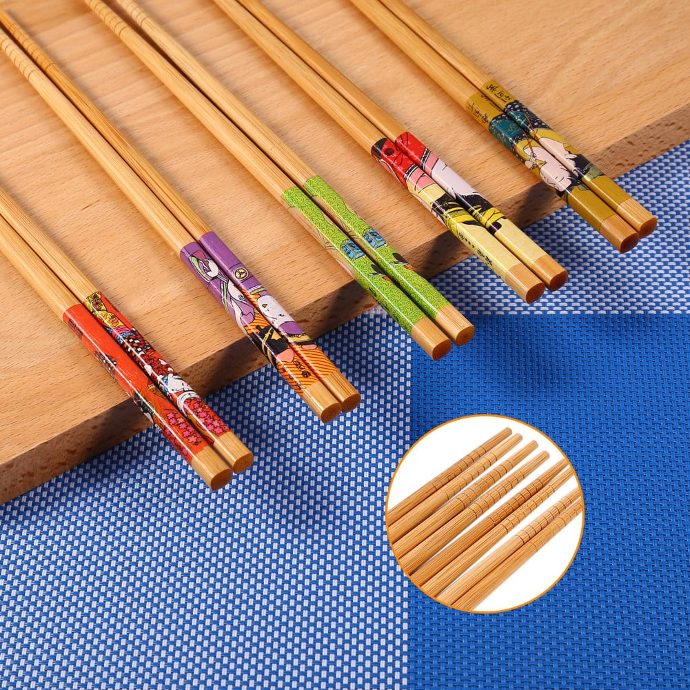 Garosa Bamboo chopsticks,5 Pairs Japanese Family Style Bamboo Chopsticks Gift Box Chop Sticks