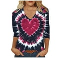 thumbnail image 2 of fartey Women's 3/4 Length Sleeve Tops Plus Size Valentine Day T-Shirts Cute Funny Love Heart Print Pullover Shirts Casual V Neck Lightweight Soft Gifts Tshirts Tee, S-5XL, 2 of 5
