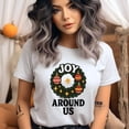 thumbnail image 2 of Joy Around Us Shirt | Wreath Graphic Tee with Ornaments | Unisex Casual T-Shirt, Maroon, Size 2XL, 2 of 6