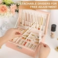 thumbnail image 3 of Gogcaro Large Jewelry Box Organizer for Women Girls, 2 Layer Jewelry Storage Case, PU Leather Display Jewellery Holder With Removable Tray for Necklace Earrings Rings Bracelets (Pink), 3 of 7