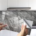 thumbnail image 1 of ShenMo Marble Tile Sticker (Gray Marble Pattern, 30x15cm (12"x6") - 16PCS), Bathroom Kitchen Backsplash Waterproof Oil Proof DIY Self Adhesive New PVC Wall Sticker Home Decoration, 1 of 5