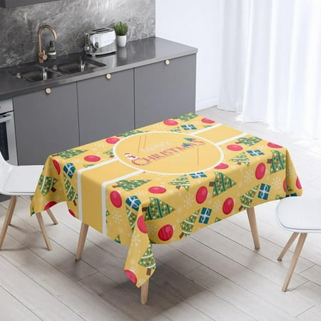 

Xmarks Merry Christmas Tablecloth Rectangle Xmas Tree Holiday Table Cloth for Merry Christmas Party Decorations Supplies