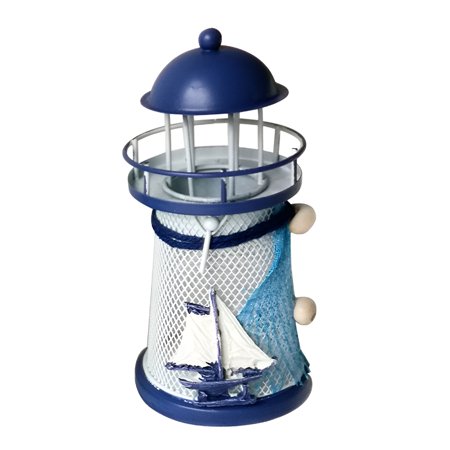 NEXIMO 2026 New Citronella Candles for Outside 1X Lighthouse,Mediterranean Candle Candlestick Blue White Home Table Decor for Patio,Outdoor,Balcony,Garden,Use