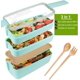 thumbnail image 2 of Lunch Box, Fiambrera Bento Box de Almuerzo Contenedor Bundle Divider Estilo, Con Una Bolsa de Almuerzo, Lonchera Contenedor Cubiertos Incluidos, Eco Friendly, Caja Almuerzo Verde+Negros, 2 of 4