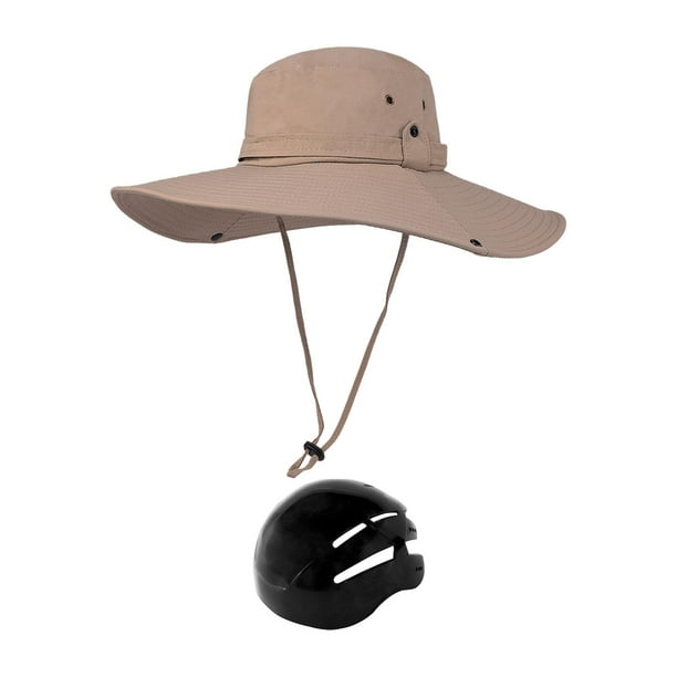 Gorra de pescador resistente a impactos con correa para la barbilla, gorra de playa para adultos, sombrero de pesca. Caqui