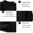 thumbnail image 6 of Men's Crew Neck Cable Knit Sweater Long Sleeve Relaxed Fit Pullover Thick Knitwear Casual Tops for Fall Winter Daily Wear Black 4XL, 6 of 6