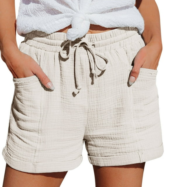 Short pour Femmes, Taille Haute Droite Sport Ample