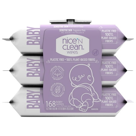 Nice 'N Clean Baby Wipes, Unscented, 3 Resealable Packs (168 Total Wipes)