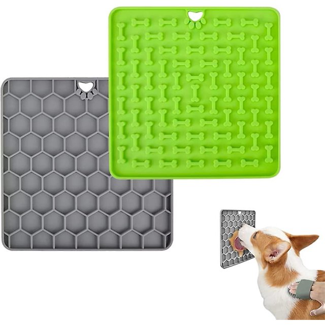 Alfombrilla de lamer para perros y gatos, cojín de lamer lento para perros, cuenco de alimentación lenta para perros, cuenco para gatos, almohadilla de silicona para lamer con ventosas, almohadilla de Feliz Sencillez
