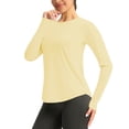 thumbnail image 2 of Craaazy Chandails de Protection à Manches Longues pour Femmes Sun Coupe Régulière Couleur Unie Col Ras du Cou Hauts Athlétiques Décontractés avec Trous pour les Pouces pour l'Extérieur et le Quotidien, 2 of 9