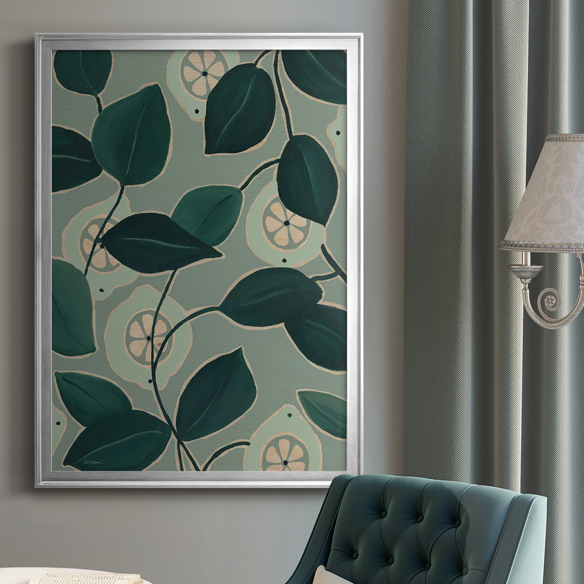 Monochrome Limes Premium Framed Print - Ready to Hang