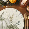 thumbnail image 3 of Thanksgiving Fall Round Braided Placemats Set of 1, Rustic Green White Pumpkin Leaf Script Letter Heat Insulation Place Mats Washable Non-Slip Table Mats for Kitchen Dining Party, 13 Inches, 3 of 9