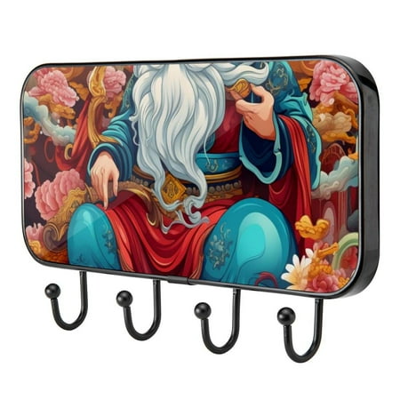 

the God of Wealth Self Adhesive Towel Coat Wood Iron Hooks for Home Keys Door Outdoor Home Improvement Utility Hook