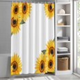 thumbnail image 3 of Sunflower Leaf Fabric Shower Curtain Yellow Floral Plant Washable Shower Curtains for Bathroom, Waterproof Bath Curtain with Hooks Home Decor 72x72in, 3 of 8