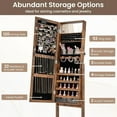 thumbnail image 4 of CHARMAID Jewelry Cabinet with Full Length Mirror and Warm Lights, Lockable Jewelry Armoire with Storage, 4 Tilt Angles, Standing Jewelry Organizer with Makeup Mirror for Girls Bedroom (Rustic Brown), 4 of 18