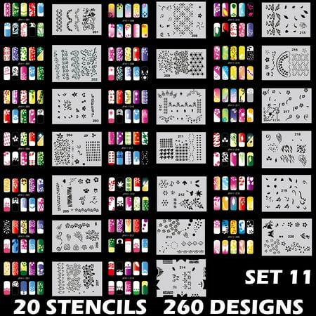 Set 11 260 Airbrush Nail Art Stencil Designs 20 Template Sheets Kit Set 11 260 Airbrush Nail Art Stencil Designs 20 Template Sheets Kit Brush Paint