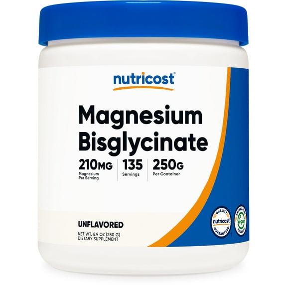 Nutricost Magnesium Bisglycinate Powder (Unflavored, 250 Grams) - Non-GMO, Vegan Supplement