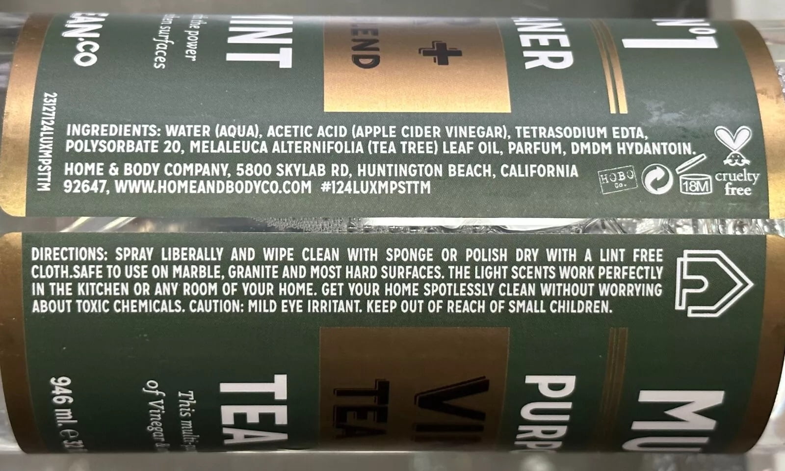 Lux Clean Vinegar & Tea Tree Mint No 1 Multi Purpose Spray Cleaner 32 fl oz