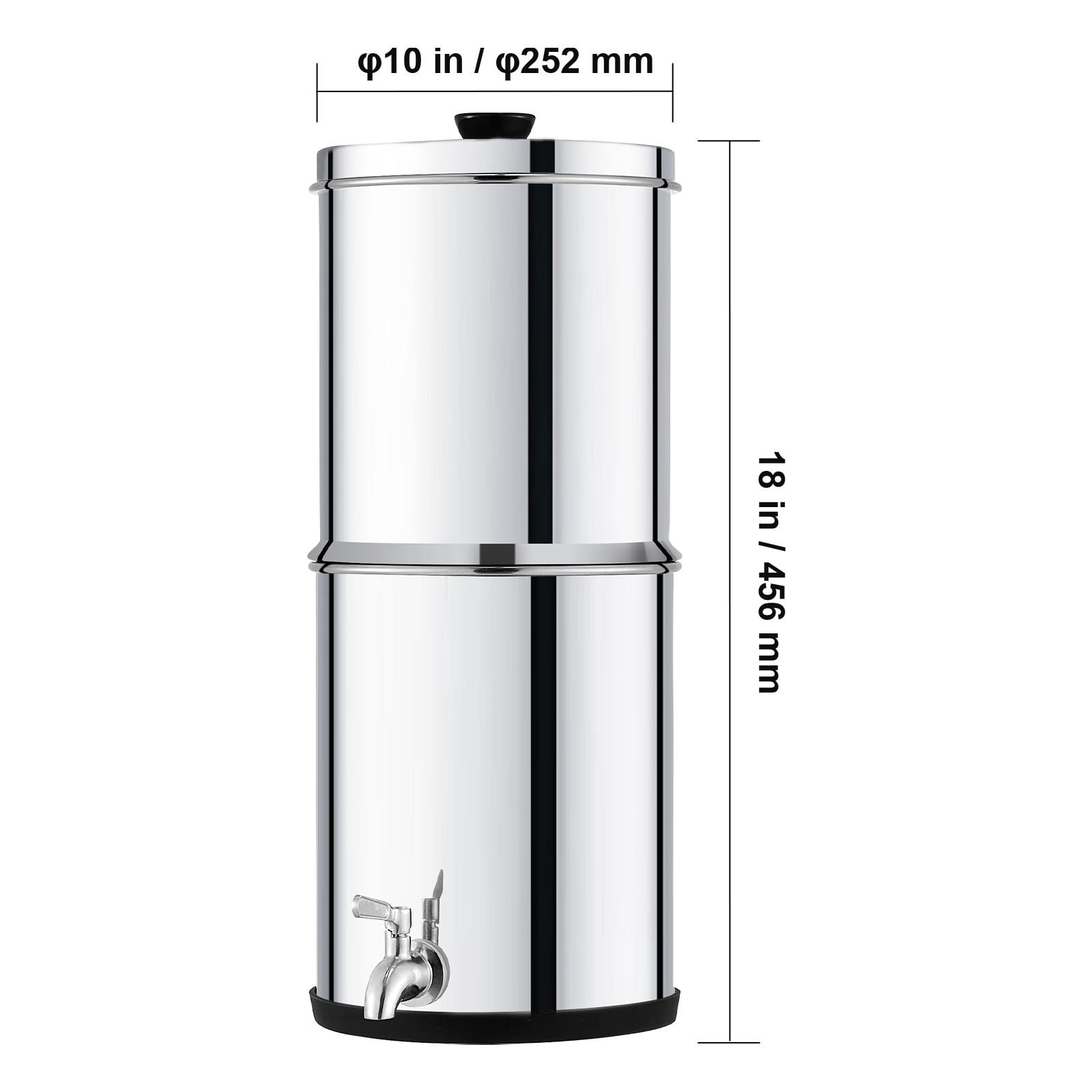 Gravity Fed Water Filter System 1.45 Gal, 304 Stainless Steel, Coconut Activated Carbon, 6000 Gallon Capacity, for Camping Off-Grid