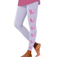 thumbnail image 3 of Breast Cancer Awareness Leggings For Women Pink Ribbon Print High Waist 4-Way Stretch Workout Pants for Running Casual, 3 of 5
