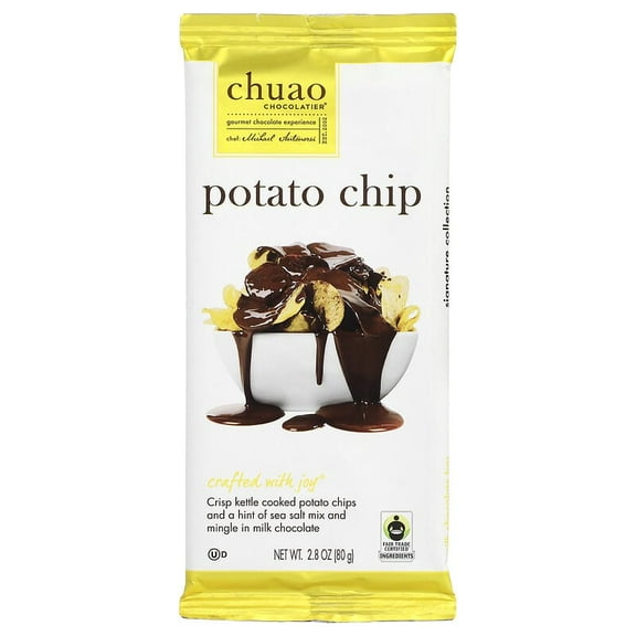 Chuao Chocolatier, Milk Chocolate Bar, Potato Chip, 2.8 oz Pack of 4
