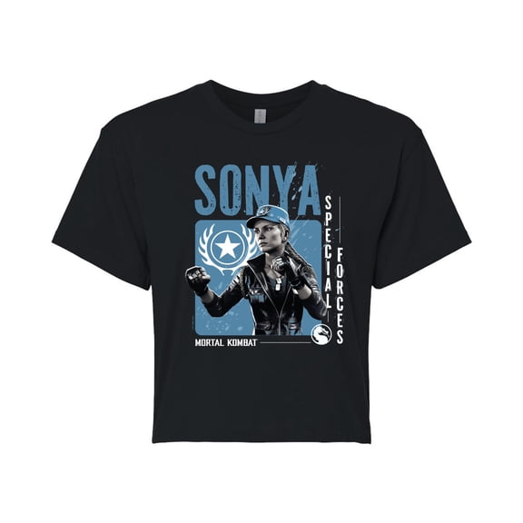 Mortal Kombat - Sonya - Juniors Cropped Graphic T-Shirt
