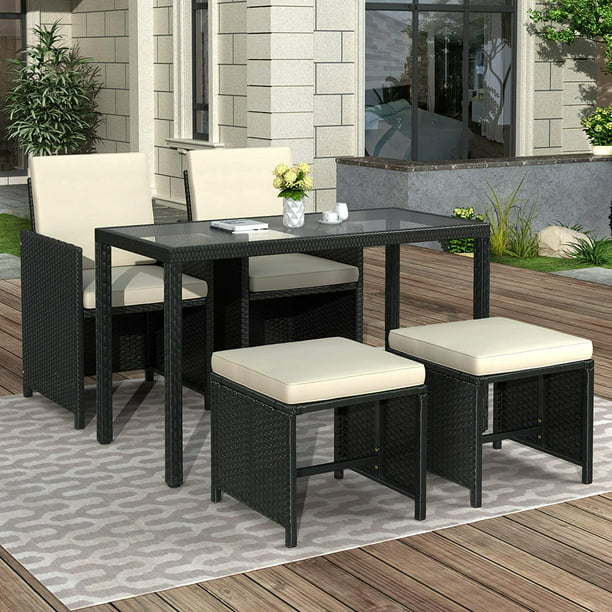 5 Piece Patio Furniture Set Outdoor All, High Back Patio Chairs And Table