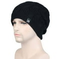 thumbnail image 4 of MANHUJI Stuff For Men Hat Warm Chunky Cable Knit Hats Soft Stretch Thick Cute Knitted Cap For Cold Weather Letter Hats Boinas Para Hombre (Black,One Size), 4 of 5