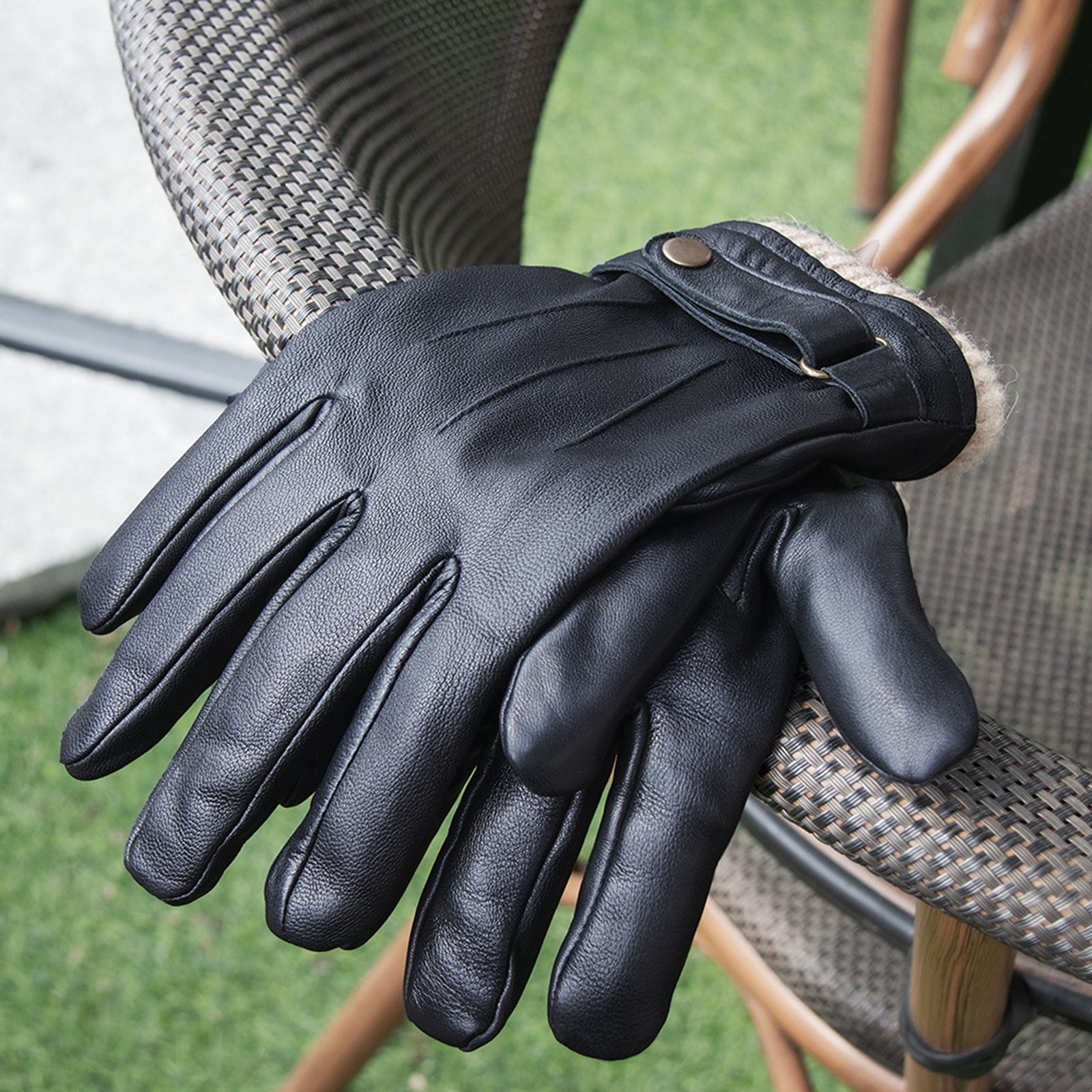 Hauaitttt Male and Female 2025 Autumn and Winter Solid Color Versatile Windproof and Thick Cold Leather Gloves Women Gloves Mittens for Women Cold Weather Heated Winter Ski Gloves Mittens Men Women