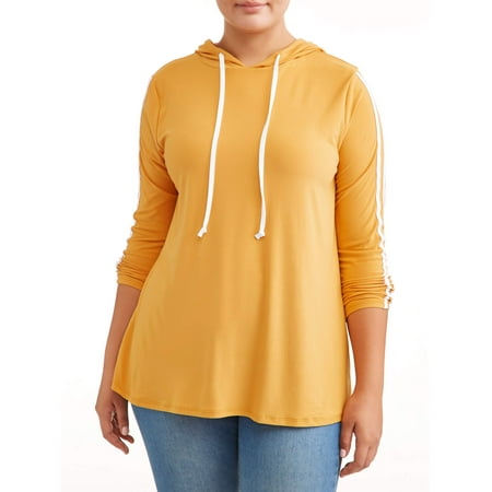 Eye Candy Juniors' Plus Size Long Sleeve Striped Hooded Top