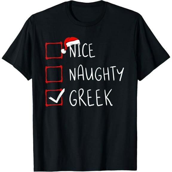 Nice Naughty Greek Christmas Greece Heritage Roots T-Shirt