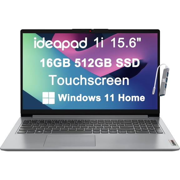 Lenovo IdeaPad 15.6" FHD Touchscreen Laptop (16GB RAM, 512GB SSD, Intel 6-Core i3-1215U (> i5-1135G7)), Narrow Bezel, Webcam, 10-Hr Long Battery Life, Wi-Fi 6, IST Hub, Win 11 Home S Mode, Cloud Grey