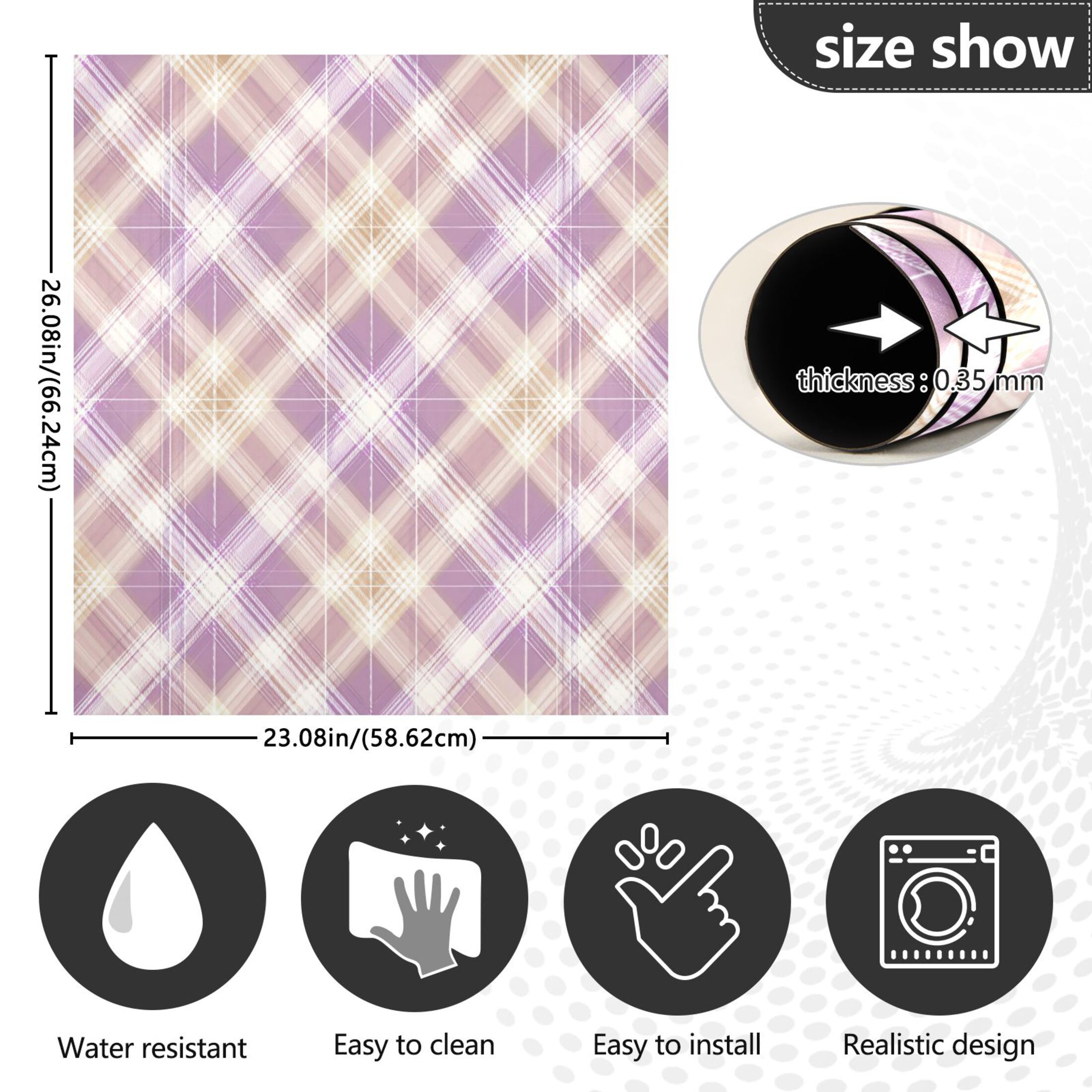 Dishwasher Magnetic Refrigerator Magnet Cover Sticker Home Decorative 23"x26" Light Pink Checkered Pattern