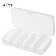 thumbnail image 3 of Unique Bargains Fishing Tackle Box, 4 Pack 4.9 x 2.4 x 1 Inch Plastic 5-Grid Fish Lure Bait Hooks Accessory Storage Container, Clear, 3 of 5