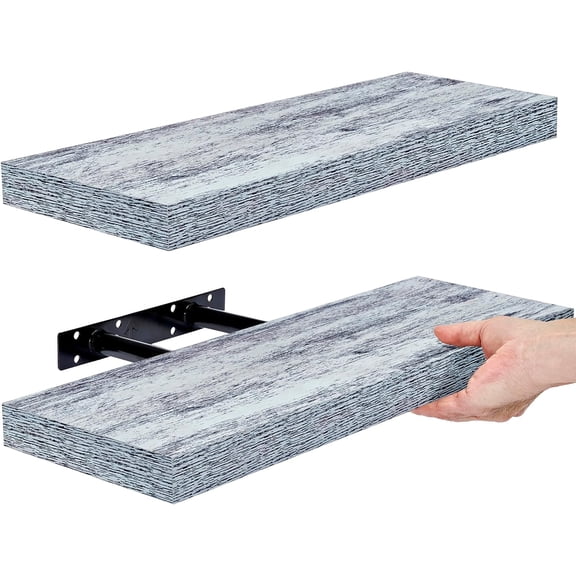 Sorbus 16.25" Blue Rustic Floating Shelves (Set of 2) – Wall Storage for Décor, Frames, Trophies