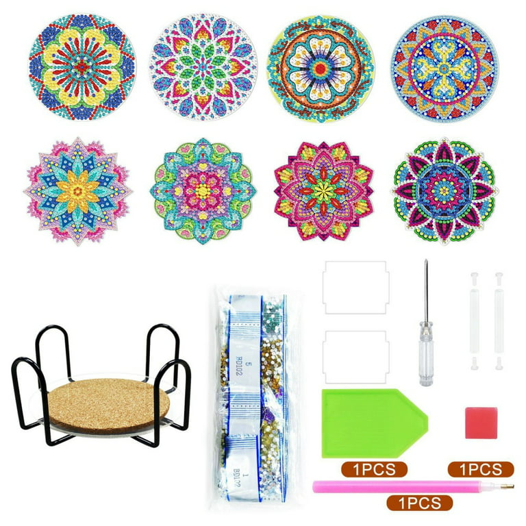 GATYZTORY 6Pcs Diamond Painting Coasters DIY Diamond Art Kits for Adults  Kids Abstract Small Diamond Painting Kit for Home Decor