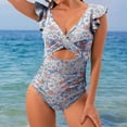 thumbnail image 1 of Women's Slimming One-Piece Swimsuit with Ruffles and Straps - S-XXL, 1 of 4