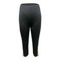 thumbnail image 4 of WTOBBY Women's Mid-Rise Elastic Solid Color Tight Fitting Cropped Pants with Decorative Buttons, Sexy and Fashionable Casual Trousers for Summer, Comfortable Stretch Fit,Black L, 4 of 5