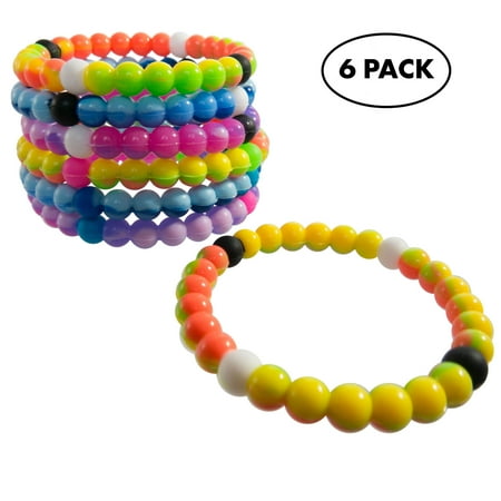 6 Friendship Bracelets Bracelets for Kids Girls Boys Teens 6 PCs Pack - Tie-Dye Silicone Beaded Friendship Fortune Bracelet Set - Party Favors and Camp Gifts for Teenage Boy or Girl ()