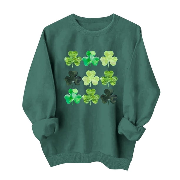 Tops de Cuello Redondo para las Mujeres Día de San Patricio Impreso Manga Larga Suéter Suéter Acogedor Invierno, Suéteres de Invierno para las Mujeres