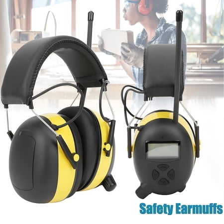 1pc Noise Reduction Safety Earmuffs, Hearing Protection Safety Earmuffs,Radio Headphones,Digital Display Headset,Powered by Battery,Hearing Protection for Walkman Mowing Lawn Work