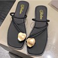 thumbnail image 4 of Anuirheih Slip on Sandals Women,Summer Women's Shoes Fashion Metal Buckle Flat Roman Clip Toe Casual Women Sandals(Black), 4 of 4