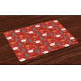 thumbnail image 1 of Ambesonne Holiday Place Mats Set of 4, Merry Xmas Cartoon Santa, Standard Size, Multicolor Red, 1 of 4