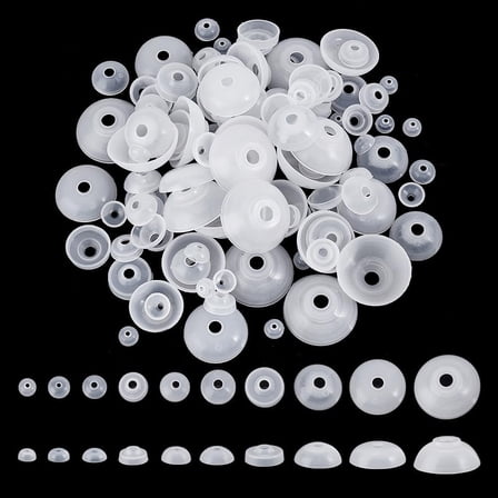 140Pcs 10 Styles Plastic Eyes Washers Flat Round White 10~38x5~19x1~2mm 14pcs/style