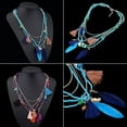 thumbnail image 2 of Women's Boho Ethnic Style Feathers Tassels Beads Multi-layer Chain Necklace, 2 of 8