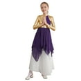 thumbnail image 3 of Yeahdor Girls Long Sleeves Metallic Chiffon Lyrical Dance Dress Church Praise Tunic Overlay Dress A Purple 10, 3 of 7