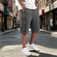thumbnail image 2 of XFeng Men Black Cargo Shorts Zipper Button Pockets Loose Knee‑Length Casual Outdoor Shorts, 2 of 7