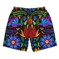 thumbnail image 3 of Uemuo Colorful Floral Pattern Men's Swim Trunks Hawaiian Beach Bathing Suit Swimsuits Beach Quick-Dry Shorts with Pockets-Medium, 3 of 9