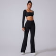 thumbnail image 2 of YAPPO Women's High Waisted Flared Yoga Pants, High Stretch Asymmetrical Bootcut Leggings for Workout & Studio, Navy Blue, 2 of 7