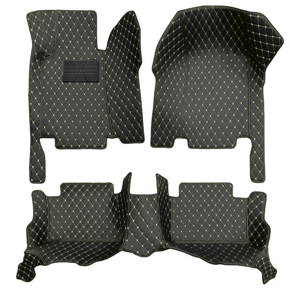 Tuqiang Auto Car Mats Custom Fit for BMW 3 Series 2008-2011 5 Seats Carpet Protection PU Leather Car Liners All Weather Black Beige